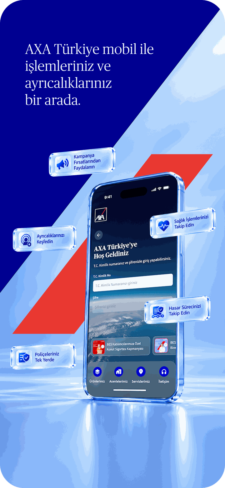 AXA Türkiye Mobil uygulaması giriş ekranı
